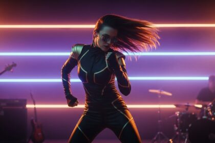 Against the Odds by Luke Ai Music artwork showing a powerful dancer performing under neon stage lights representing confidence and resilience