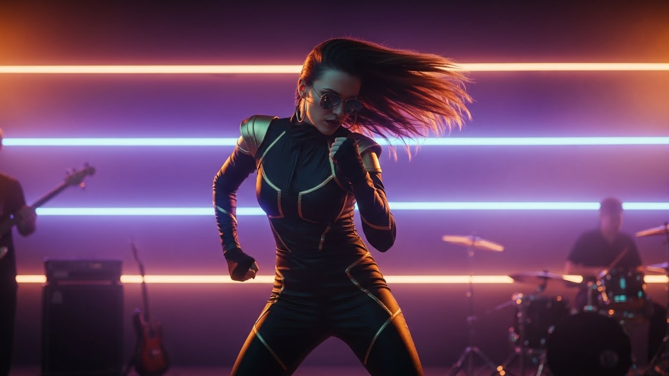 Against the Odds by Luke Ai Music artwork showing a powerful dancer performing under neon stage lights representing confidence and resilience