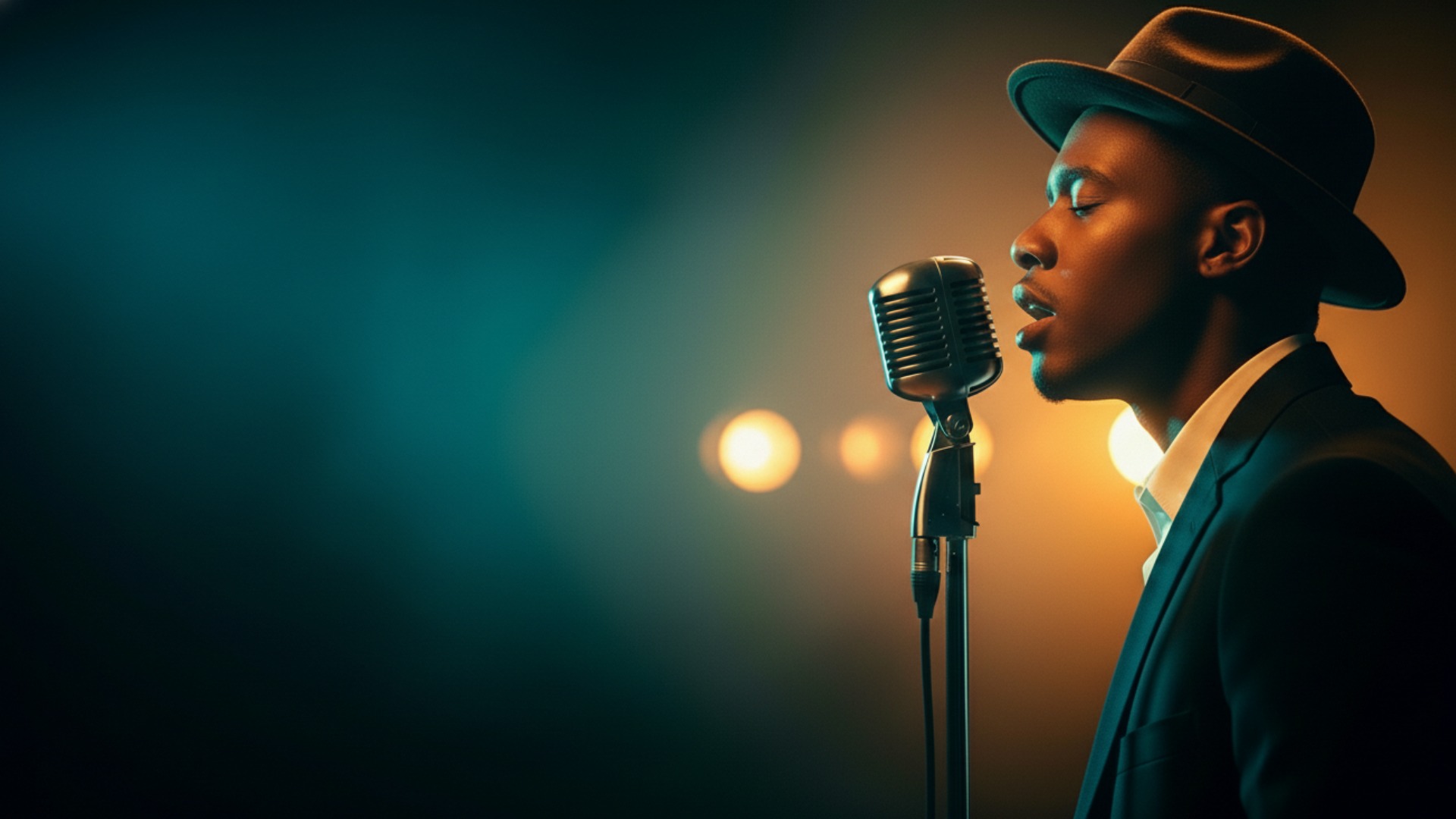 Bare With Me Tonight by Luke Ai Music artwork showing a soulful singer performing beside a vintage microphone