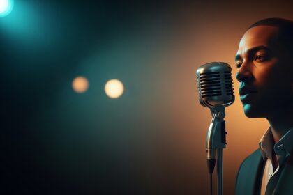 Before The Morning by Luke Ai Music artwork showing a soulful portrait beside a vintage microphone symbolizing reflection and regret