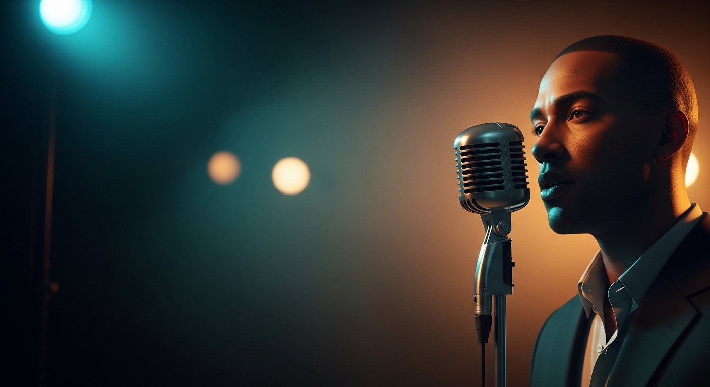 Before The Morning by Luke Ai Music artwork showing a soulful portrait beside a vintage microphone symbolizing reflection and regret