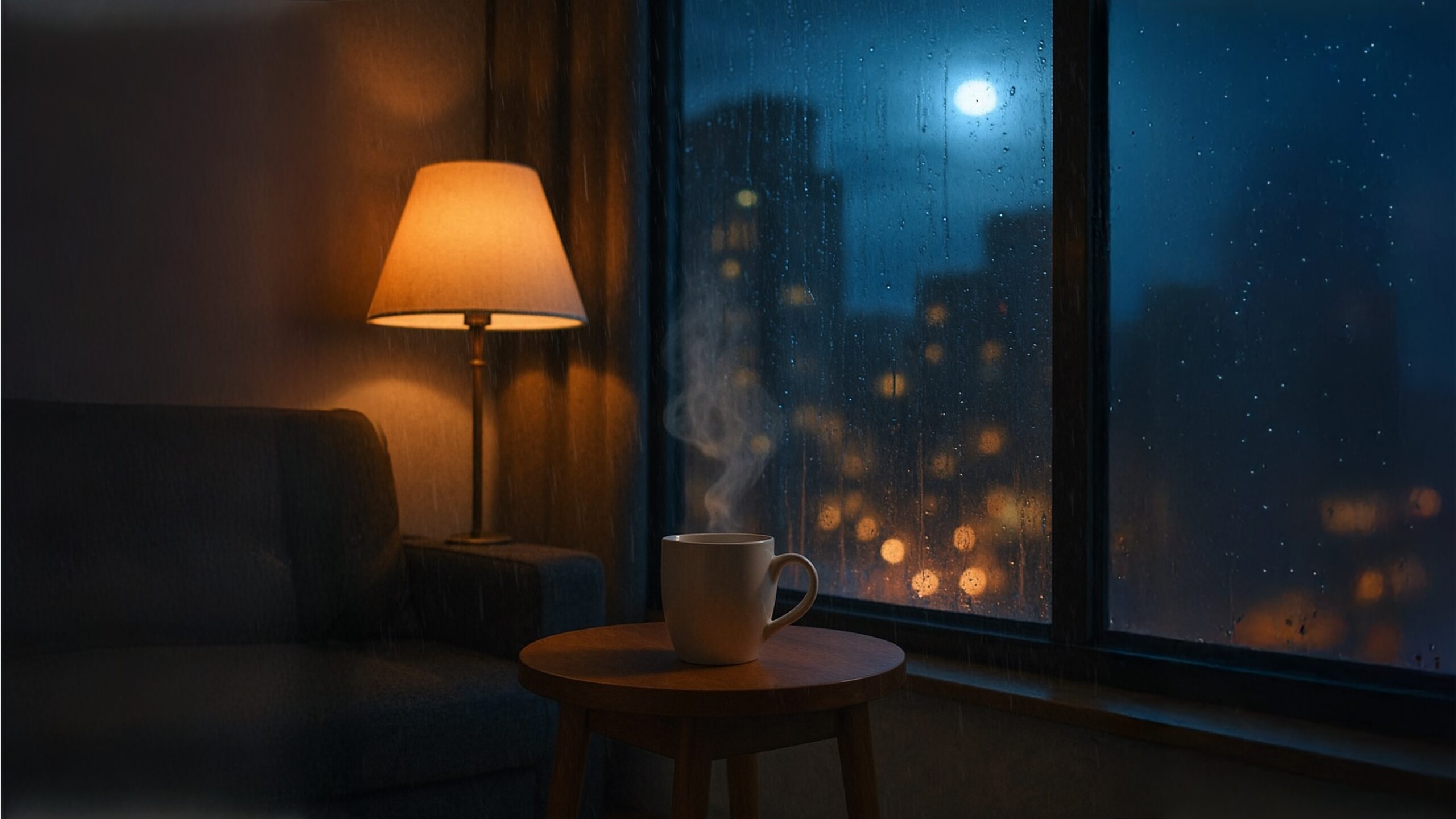 cozy late night coffee scene artwork for the song Coffee Till the Night Runs Out by Luke Ai Music