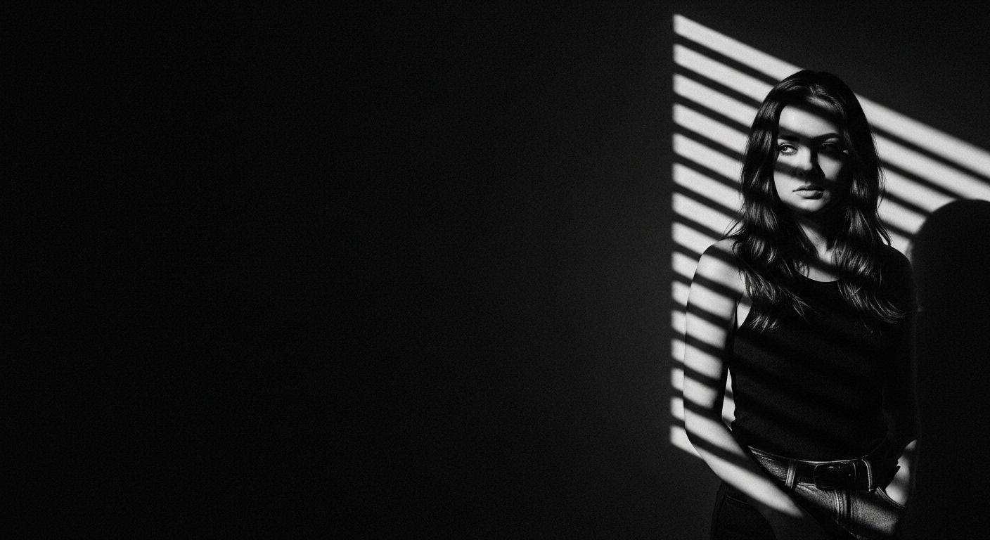 dramatic shadow portrait visual for Empty Land Between Us by Luke Ai Music symbolizing emotional distance and quiet reflection