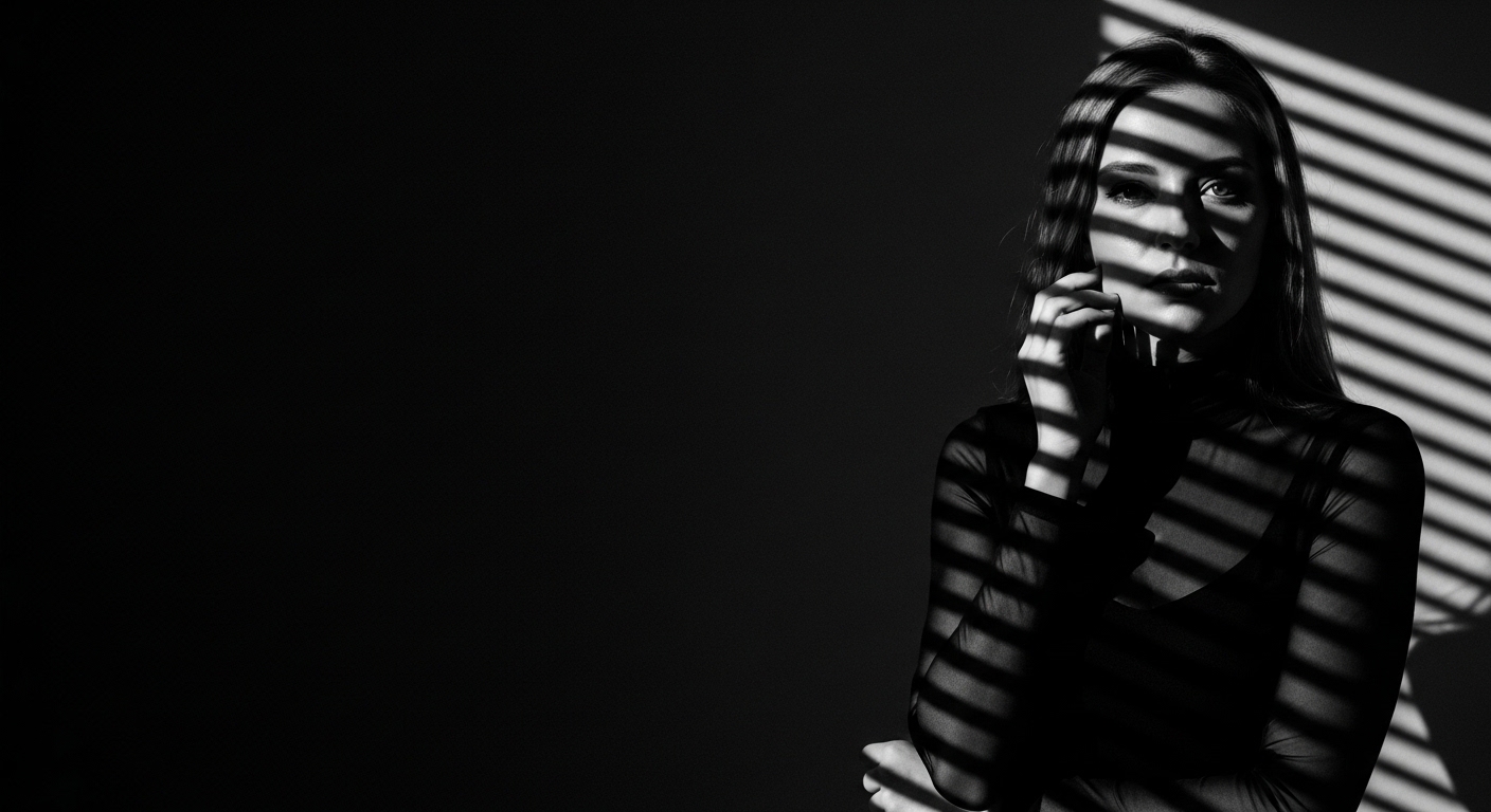 dramatic shadow portrait visual for I Fold First by Luke Ai Music representing emotional tension and quiet reflection