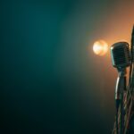 warm cinematic microphone performance visual for Just Like That Tonight by Luke Ai Music with soulful contemporary R&B atmosphere