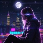 moonlit neon city visualizer for the song Moonlight Cypher by Luke Ai Music