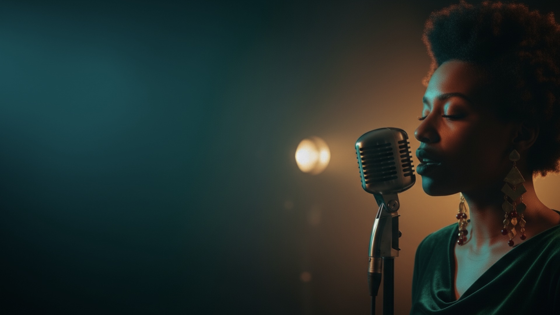 moody nighttime microphone performance visual for Moonlight Monologue by Luke Ai Music with atmospheric indie R&B lighting