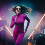 Right Now by Luke Ai Music artwork showing a confident performer dancing on stage under neon lights with a live band