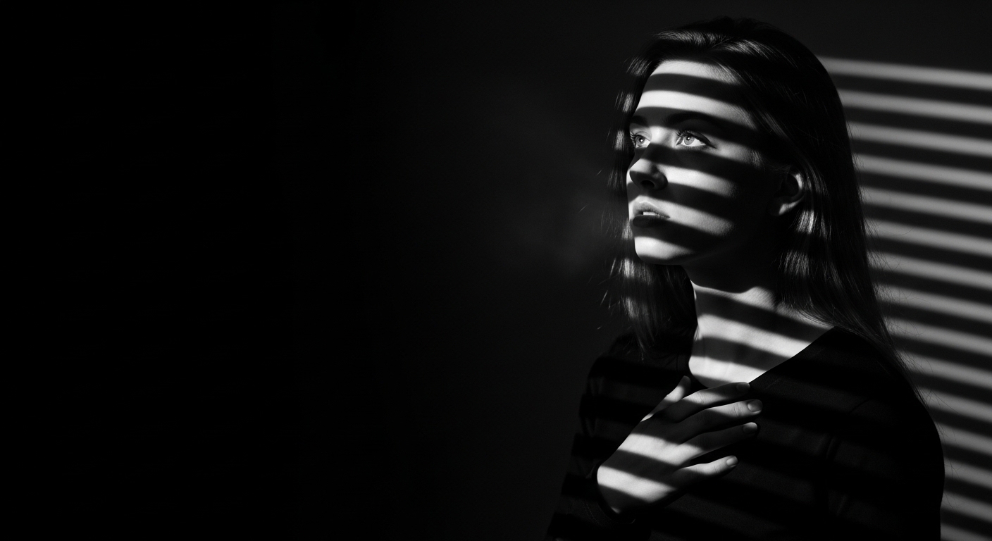 dramatic shadow portrait visual for Still Here by Luke Ai Music representing lingering memories and emotional reflection