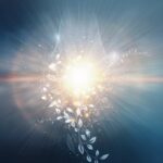 Sunlight Healing by Luke Ai Music artwork showing radiant sunlight bursting through a glowing organic shape symbolizing renewal and emotional healing