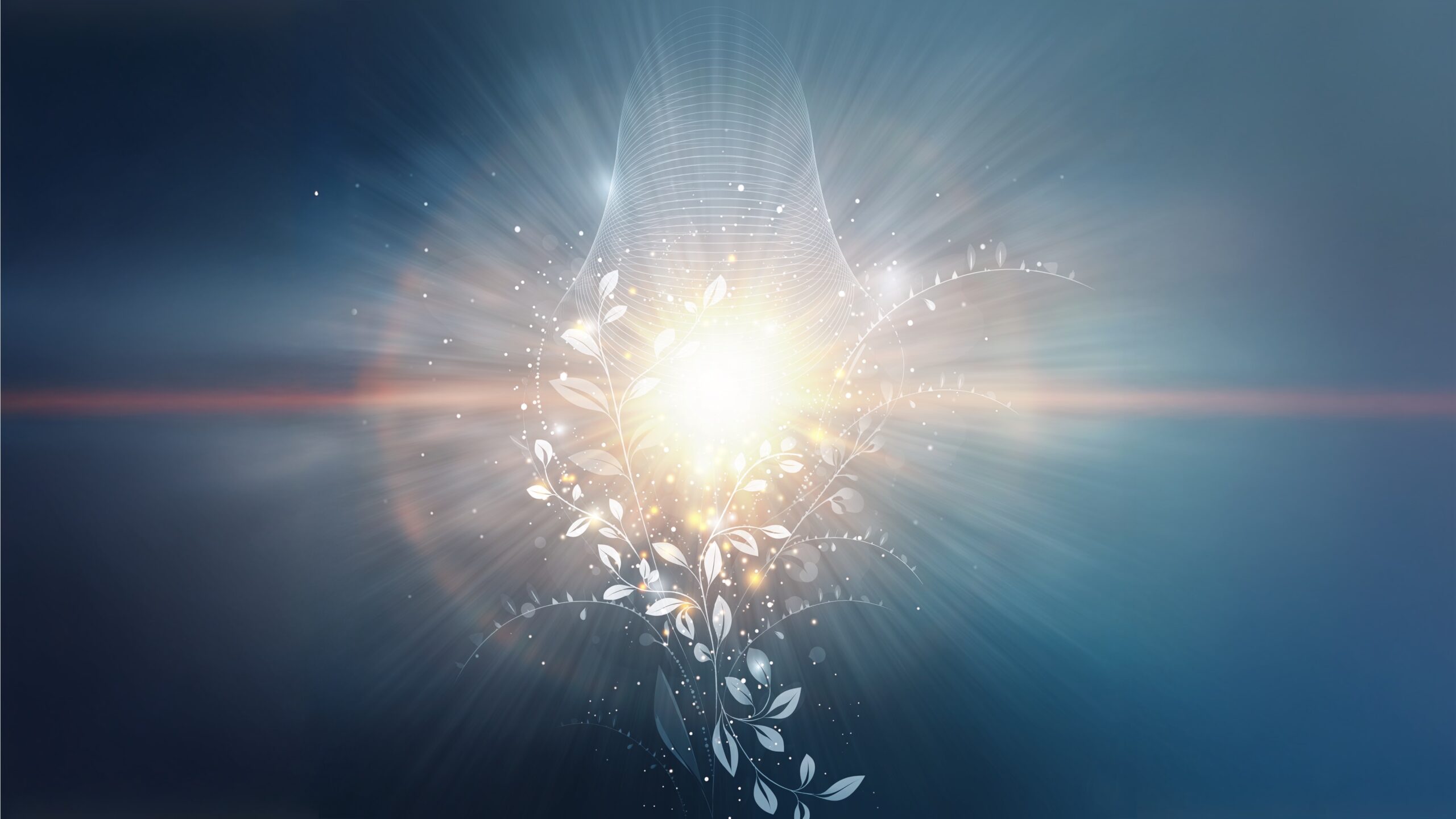 Sunlight Healing by Luke Ai Music artwork showing radiant sunlight bursting through a glowing organic shape symbolizing renewal and emotional healing