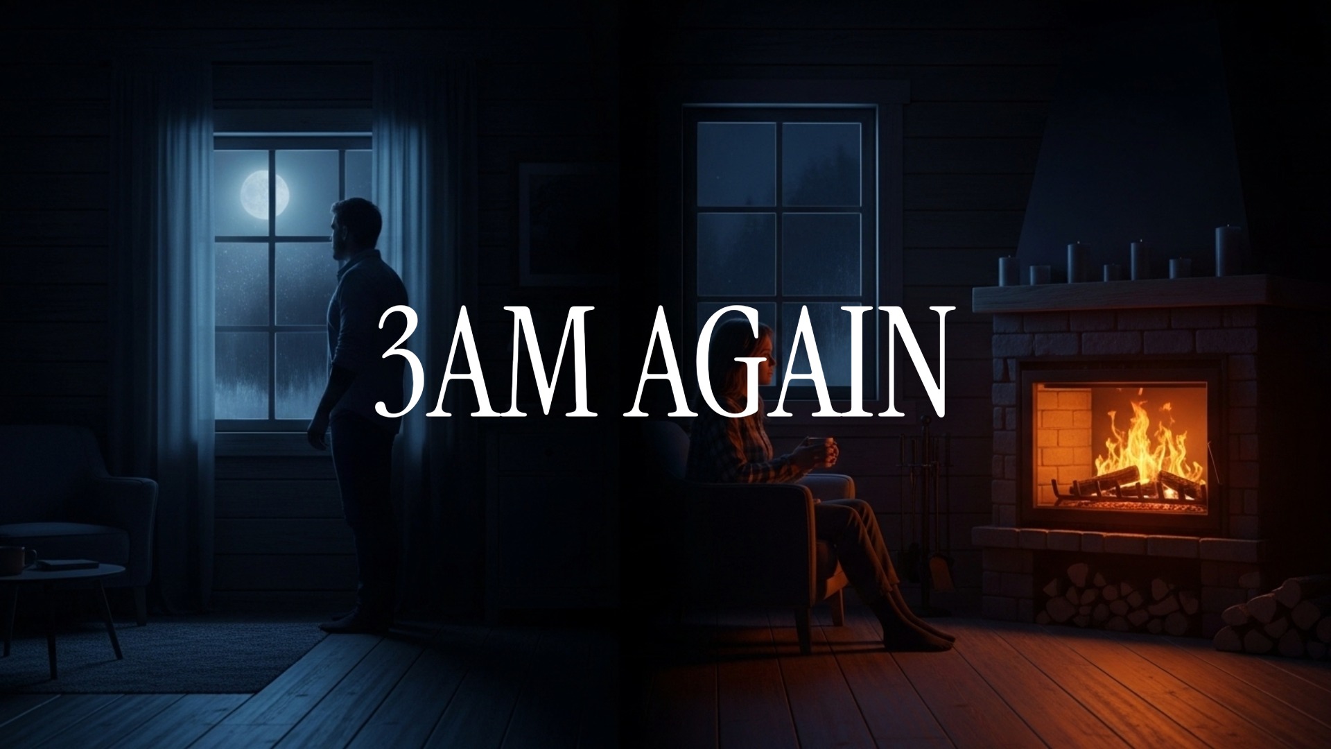 Late night fireplace with glowing embers and emotional music live stream ambience